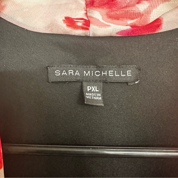 Sara Michelle Black Red Floral Waterfall Top Blouse Business Casual Petite XL - Picture 5 of 8